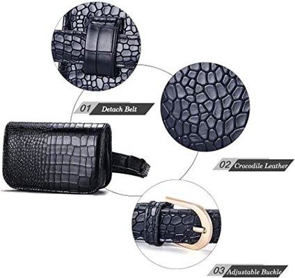 Crocodile Small Crossbody Fanny pack کیف پول چرمی Pu با جیب تلفن همراه
