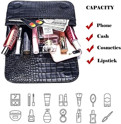 Crocodile Small Crossbody Fanny pack کیف پول چرمی Pu با جیب تلفن همراه